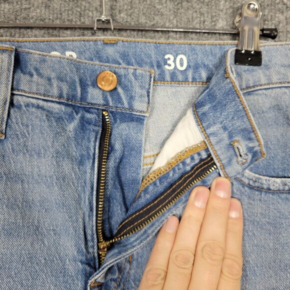 J CREW 9" Billie Demi Boot Crop Medium Wash Distressed Denim Blue Jeans SIZE 30 - Picture 4 of 15